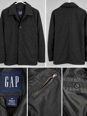 GAP Black Lightweight Button-Front Shirt Jacket